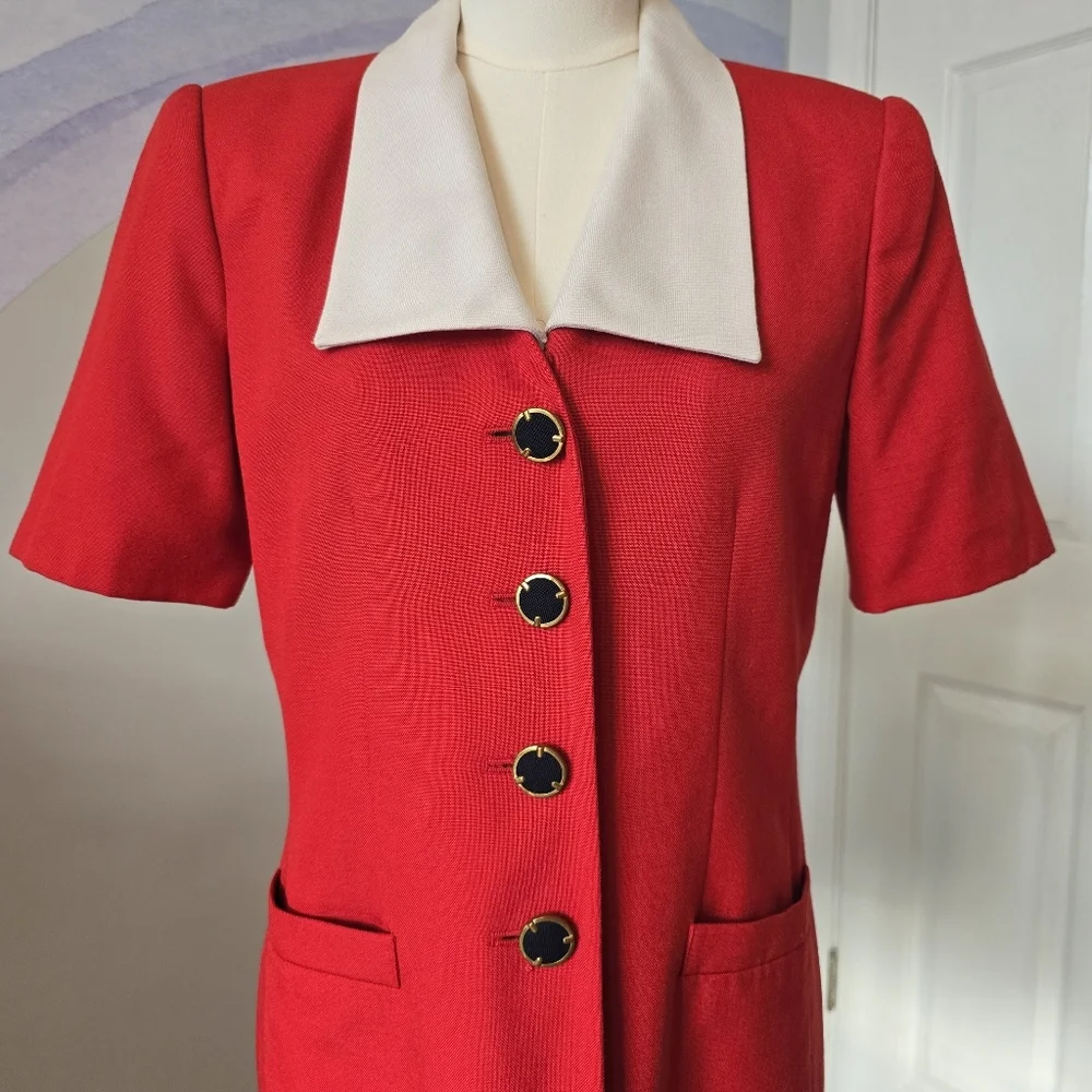 Preston & York Vintage | 8 | Vintage Red & White Long Blazer - Picture 2 of 16